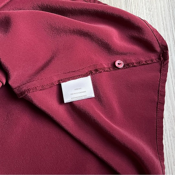 Eileen Fisher Silk Small Burgundy/Maroon Blouse Shirt - Picture 14 of 16